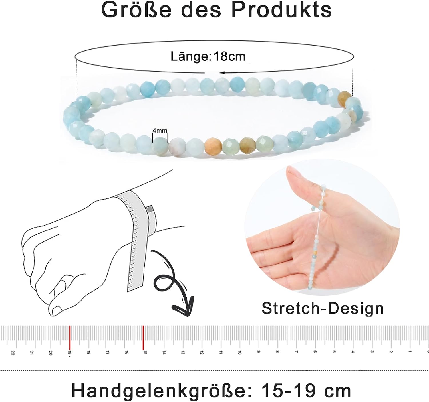 Detalle 2 de RUBY Perlenarmband Damen 4 mm đ