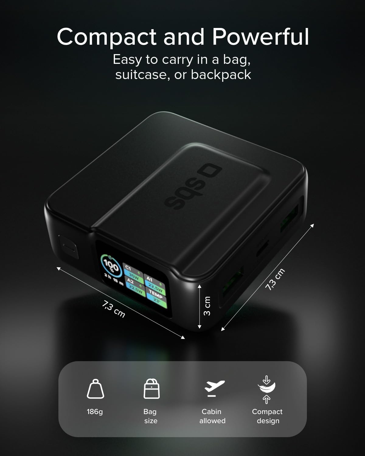 Detalle de SBS Pulse Power HD 35W, Power Bank 10000mAh avec écran LCD et charge rapide