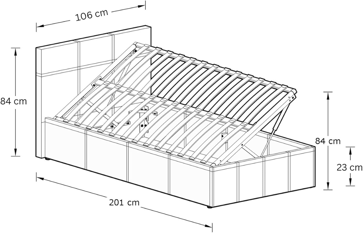 Thumbnail 1 de GFW Classic Leather Upholstered Ottoman Storage Bed (Single, White) with Gas Lift
