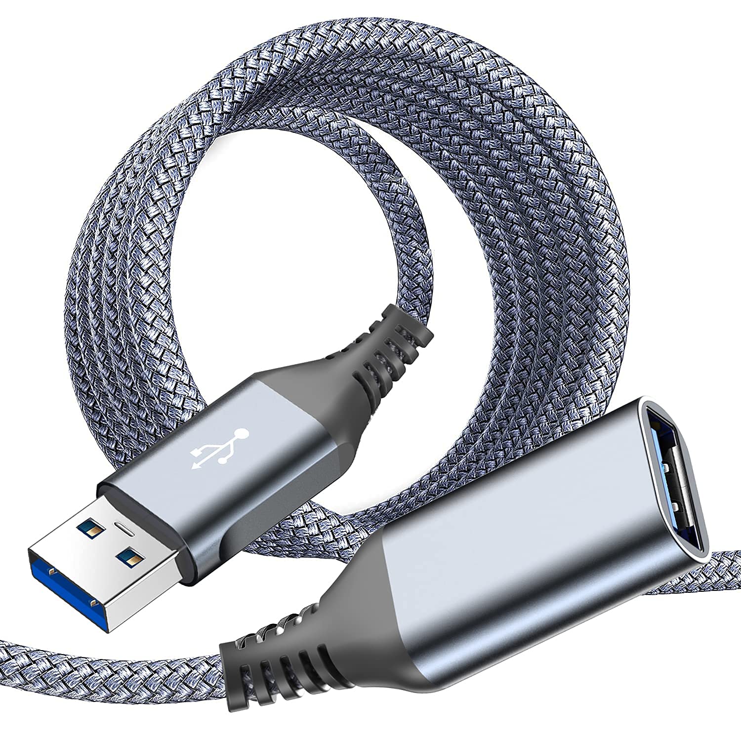 Detalle de sweguard USB 3.0 2M Extension Cable, USB-A Male to Female, Grey Nylon