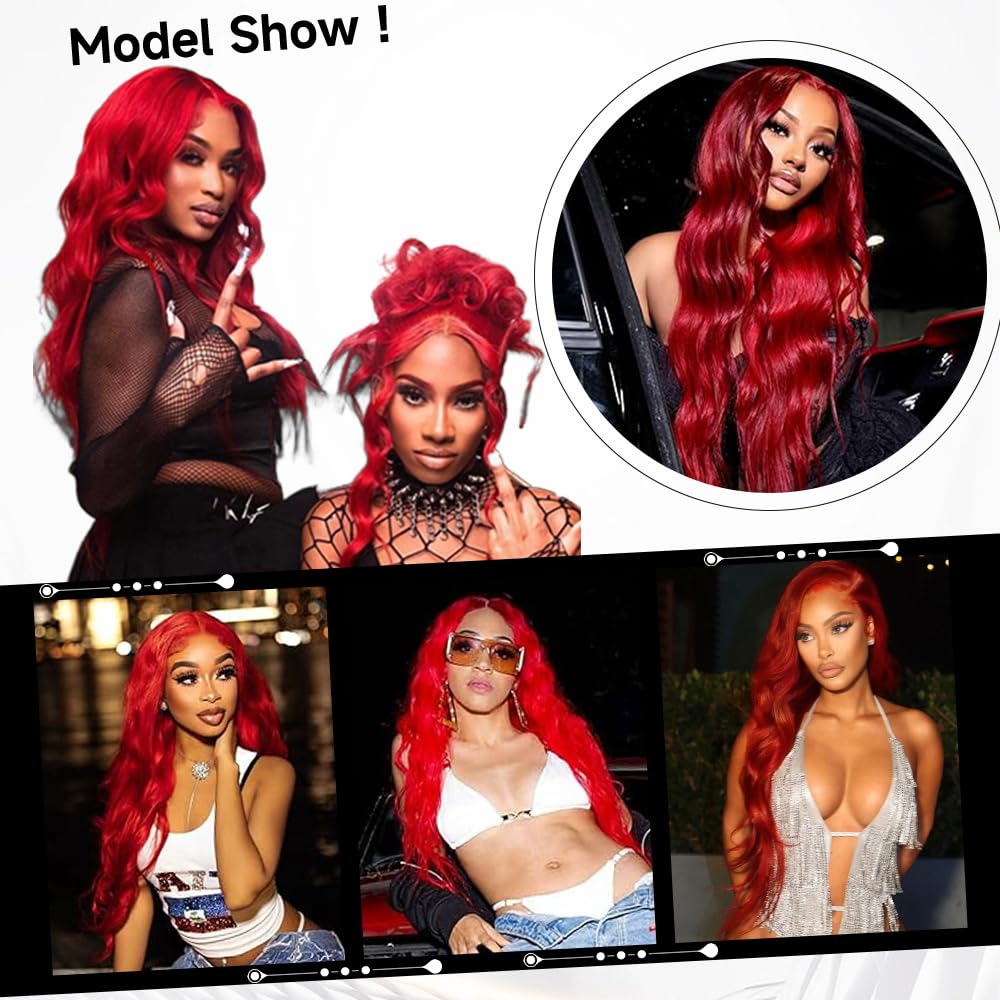 Detalle 2 de mululi 30 Inch Red Wig Red Wig ๐โ