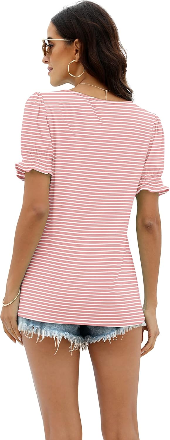 Thumbnail 3 de WIHOLL Square-Neck Ruffle-Sleeve Tops for Women (Summer Casual)