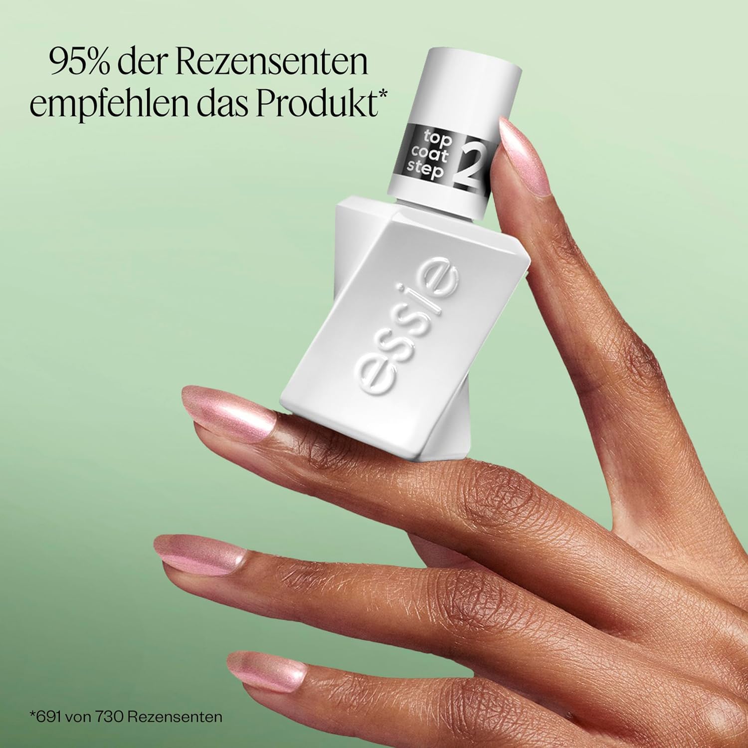 Detalle de Gel by Essie Top Coat – langanhaltender Glanz ohne UV-Licht, Transparent (Nr. 00), 13,5 ml