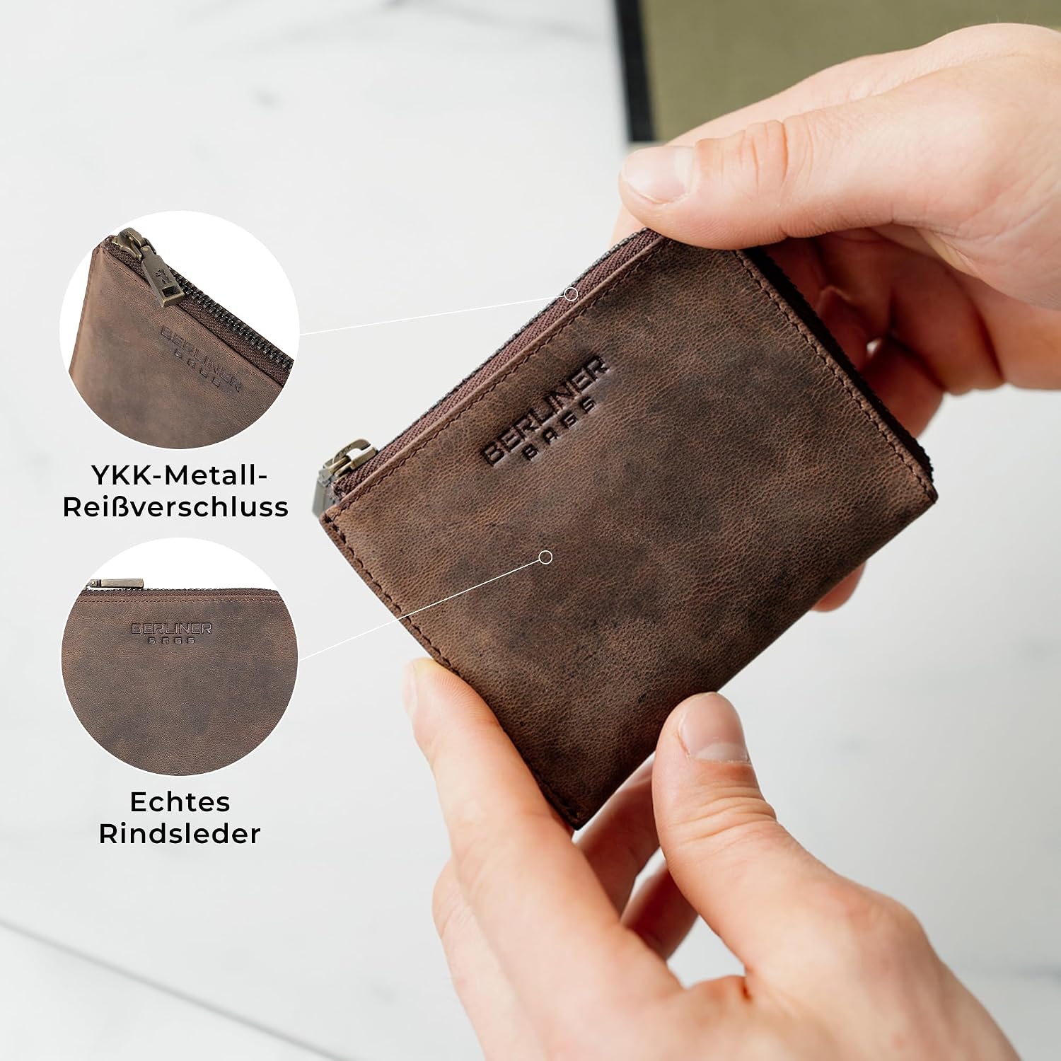 Thumbnail 3 de Berliner Bags Münzbörse Mark aus Leder – Mini-Geldbeutel für Damen & Herren (10,5 x 8,5 cm)