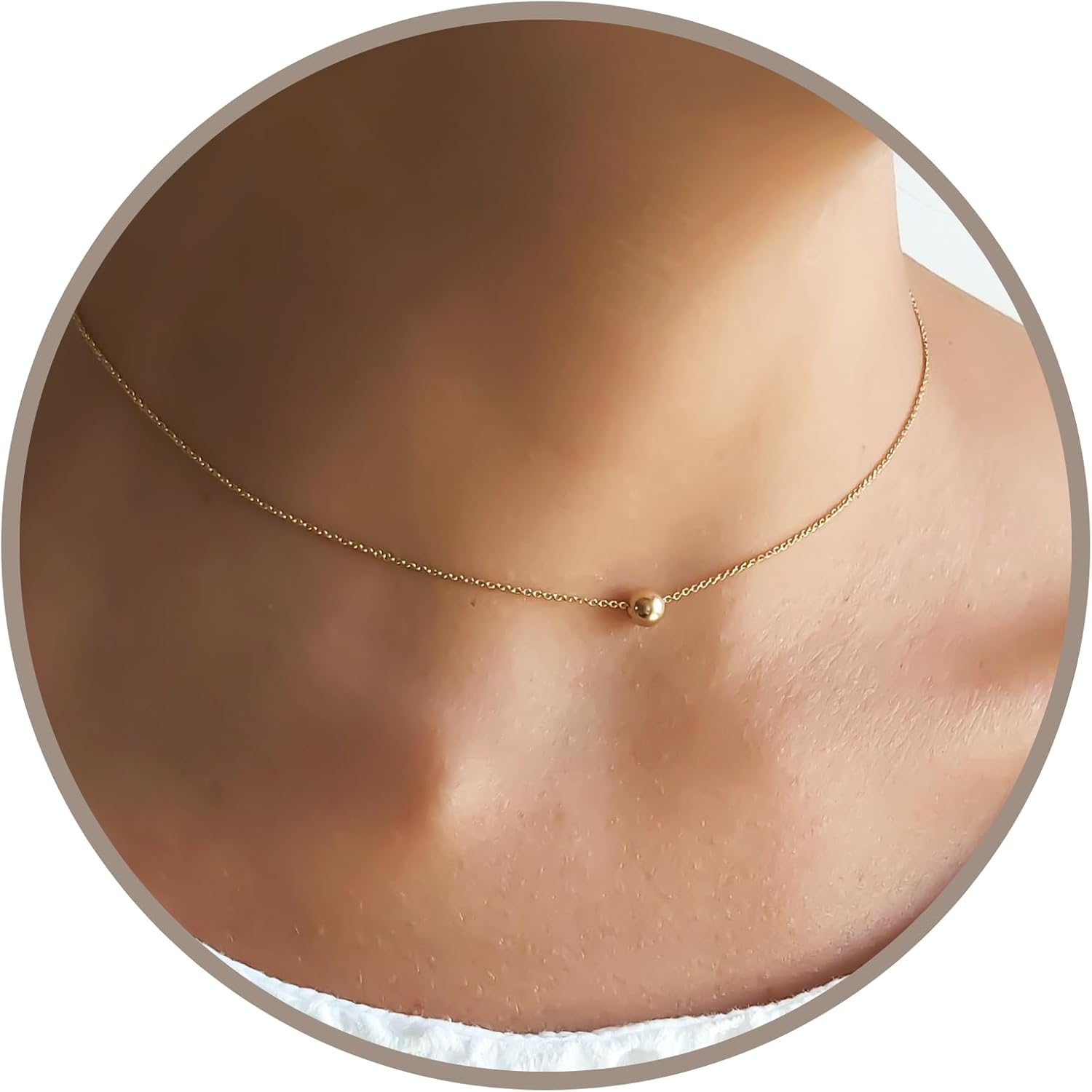 Thumbnail 6 de Annika Bella Silver Ball Choker Necklace for Women – Minimalist Dainty Bead Pendant