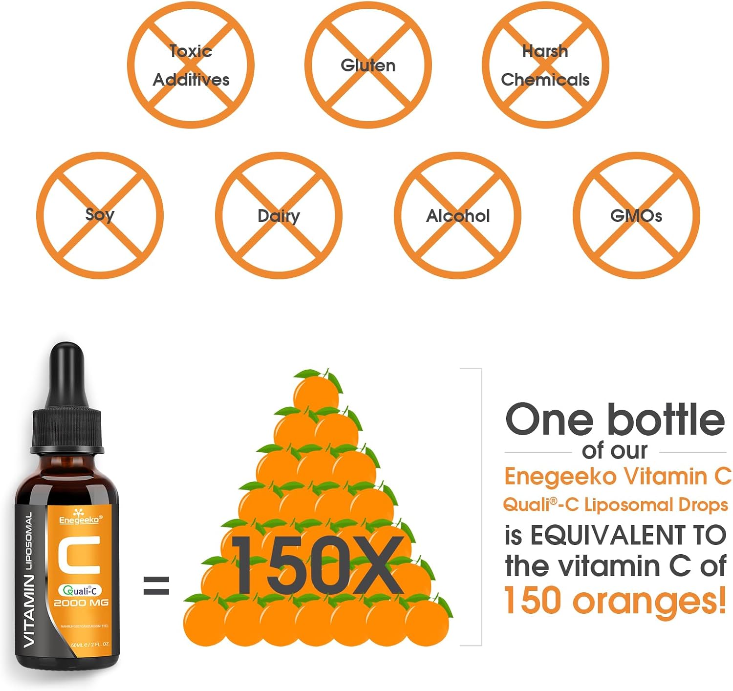 Detalle de Liposomales Vitamin C 2000 mg mit Quali-C – pH-neutral, vegan, Nicht-GVO, Tropfen (60 ml, 2er Pack)