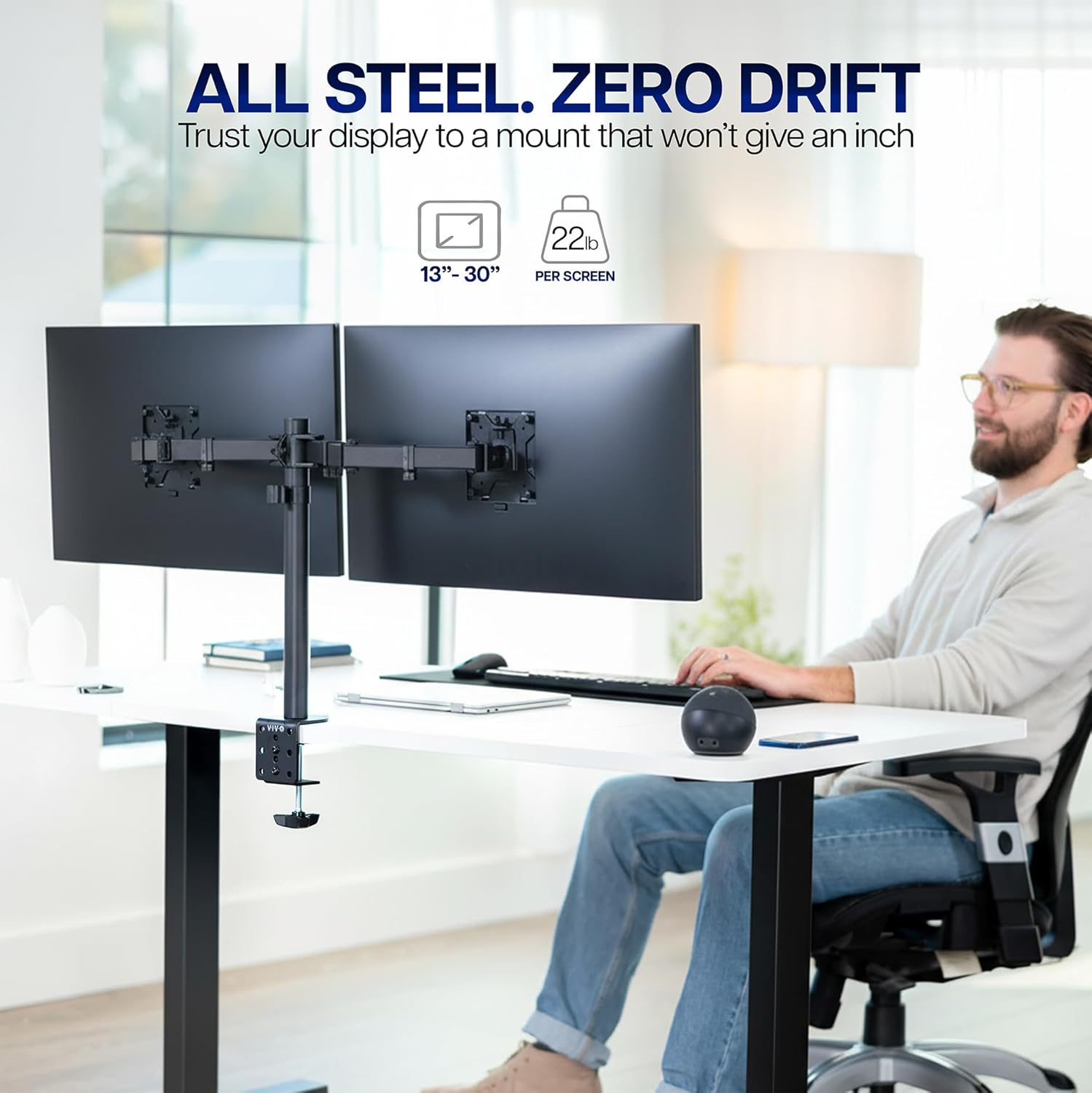 Thumbnail 1 de VIVO Dual Monitor Desk Mount STAND-V002 (Heavy Duty, Holds 2 Screens up to 30")
