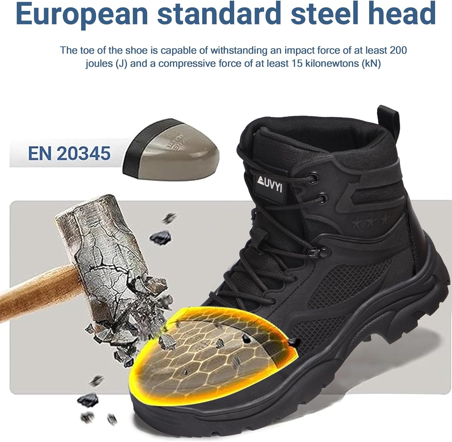 Thumbnail 5 de AUVYI Steel Toe Work Boots for Men - Wide Toe 🔧📍