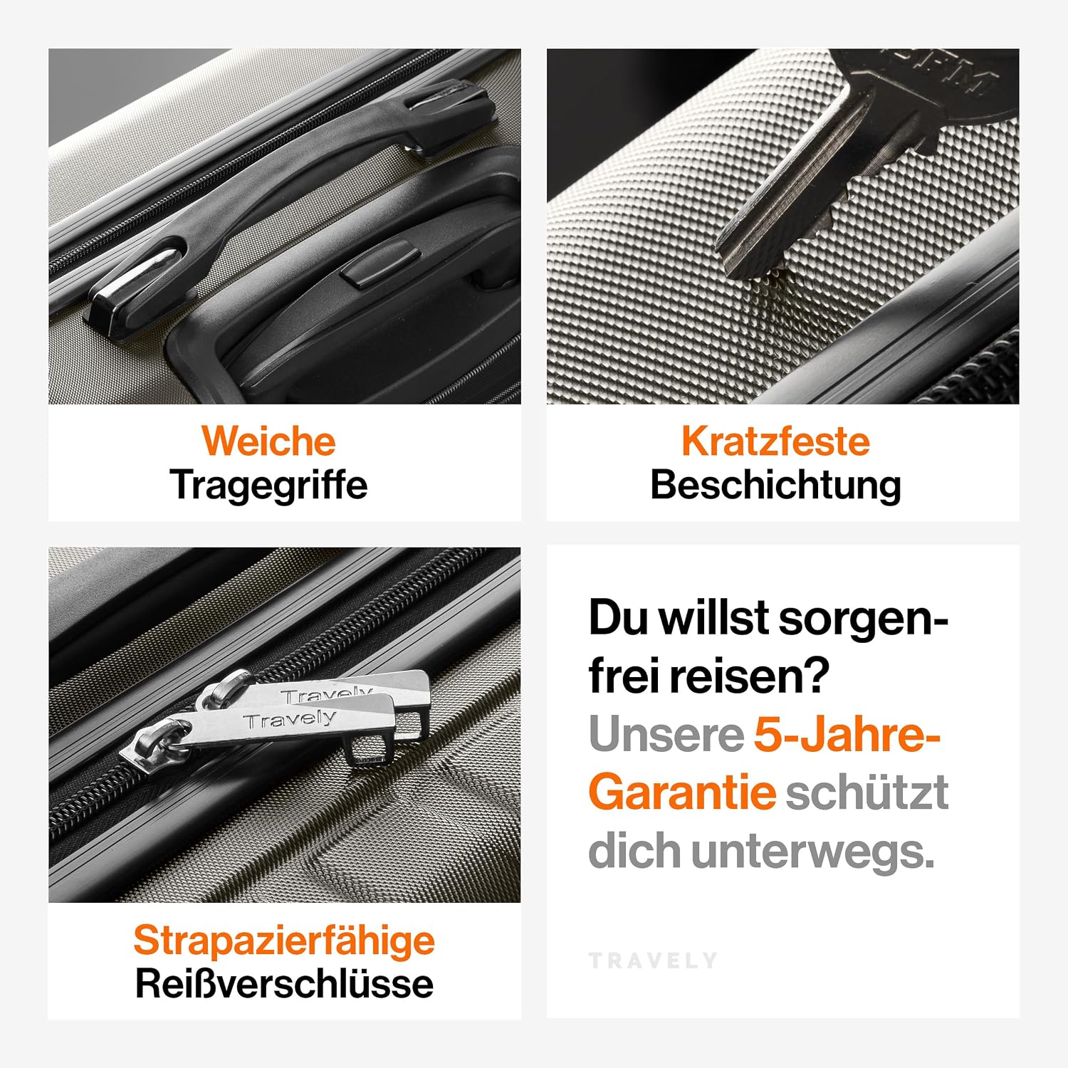 Thumbnail 6 de Travely Polycarbonat Koffer-Set 77 cm, 67 cm & Handgepäck (3er Set) mit TSA-Schloss