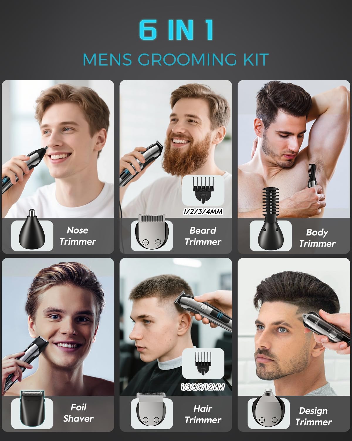 Thumbnail 1 de Brightup Beard Trimmer for Men Electric Razor & Shaver Kit (Cordless, IPX7 Waterproof)
