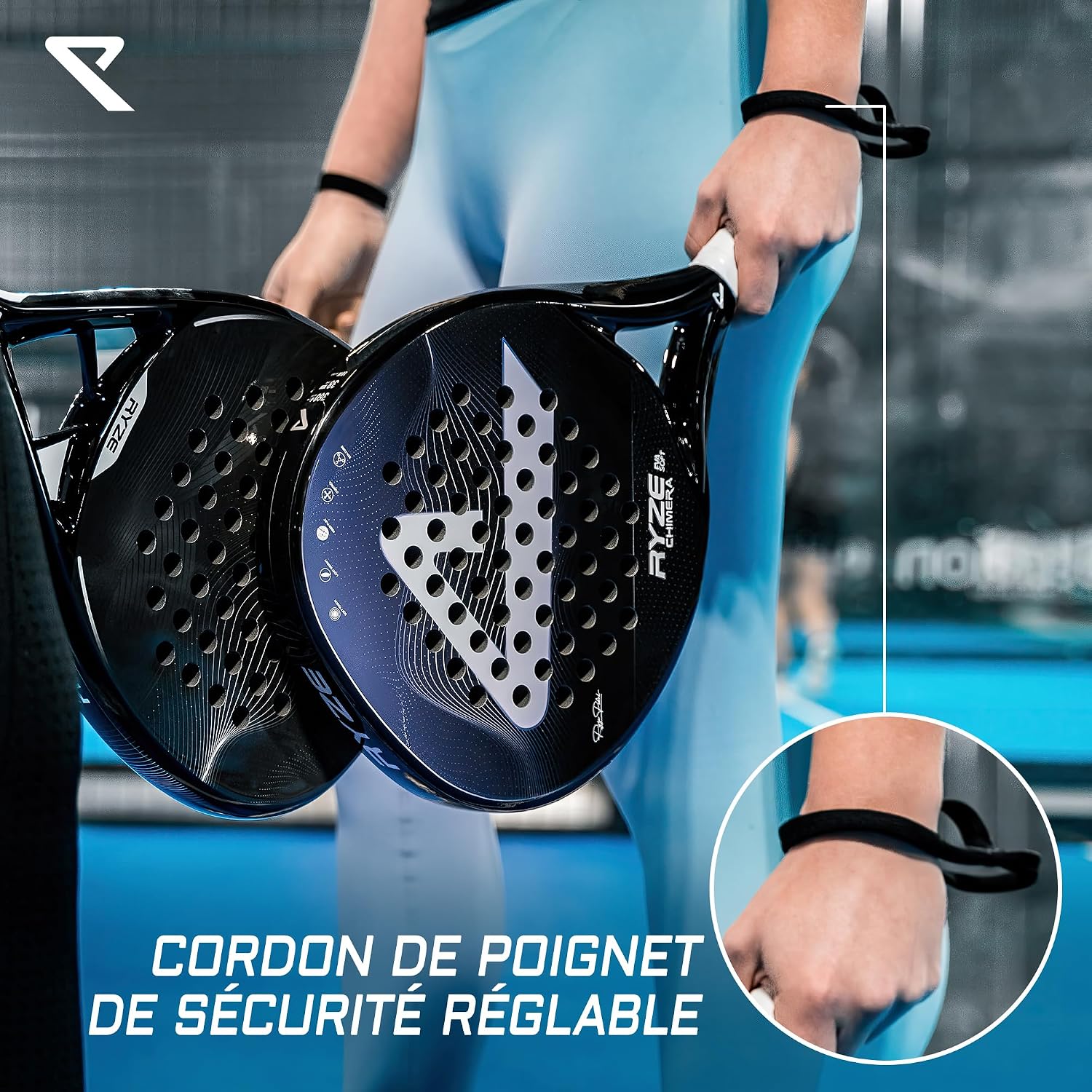 Detalle 2 de RYZE Chimera raquette de padel Carbone & Fibre de verre (contrôle + précision maximum) avec noyau EVA-15 Flex