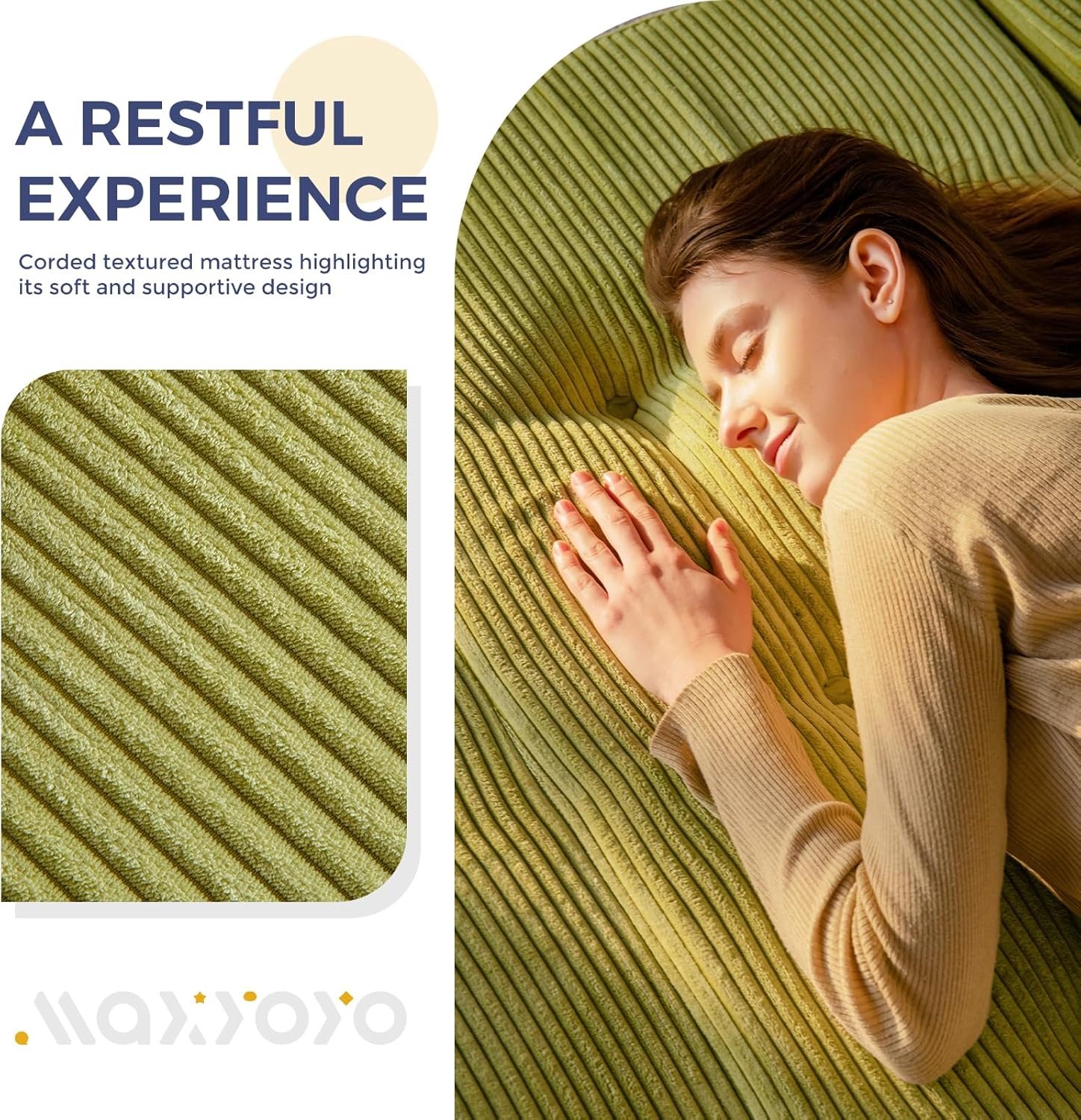 Thumbnail 5 de MAXYOYO Folding Mattress: Comfy Corduroy Tri-Fold 15cm Foam, Double