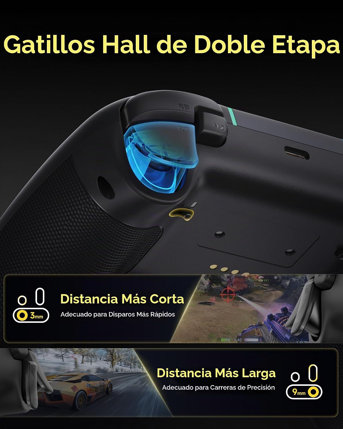 Detalle de EasySMX X05Pro Mando PC Inalámbrico con Base | 1000Hz, Joysticks Hall y Gatillos 2 Etapas