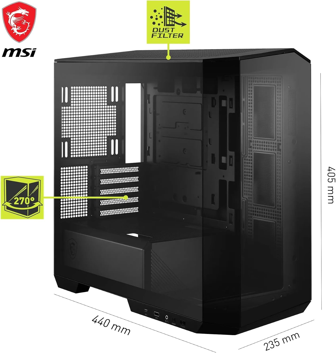 Detalle de MSI MAG PANO M100L boîte PC Micro-ATX