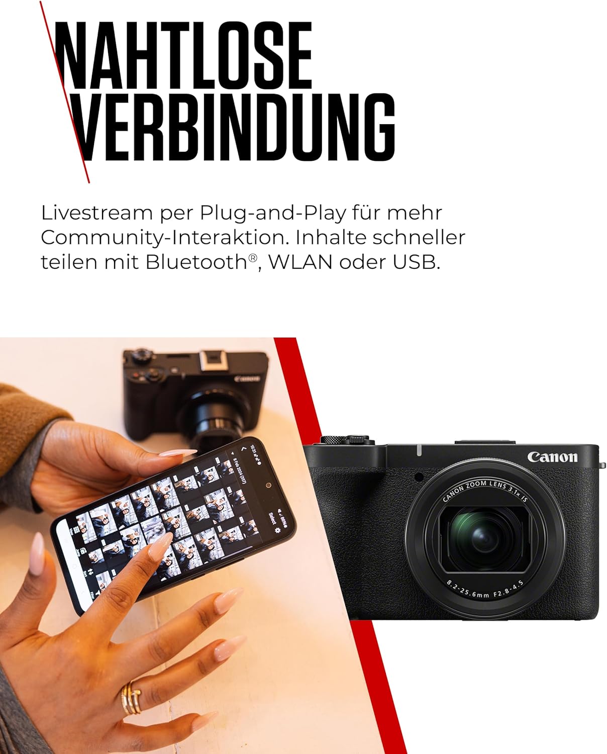 Thumbnail 6 de Canon PowerShot V1 – Vlog-Kamera mit Ultraweitwinkel f/2.8-Objektiv