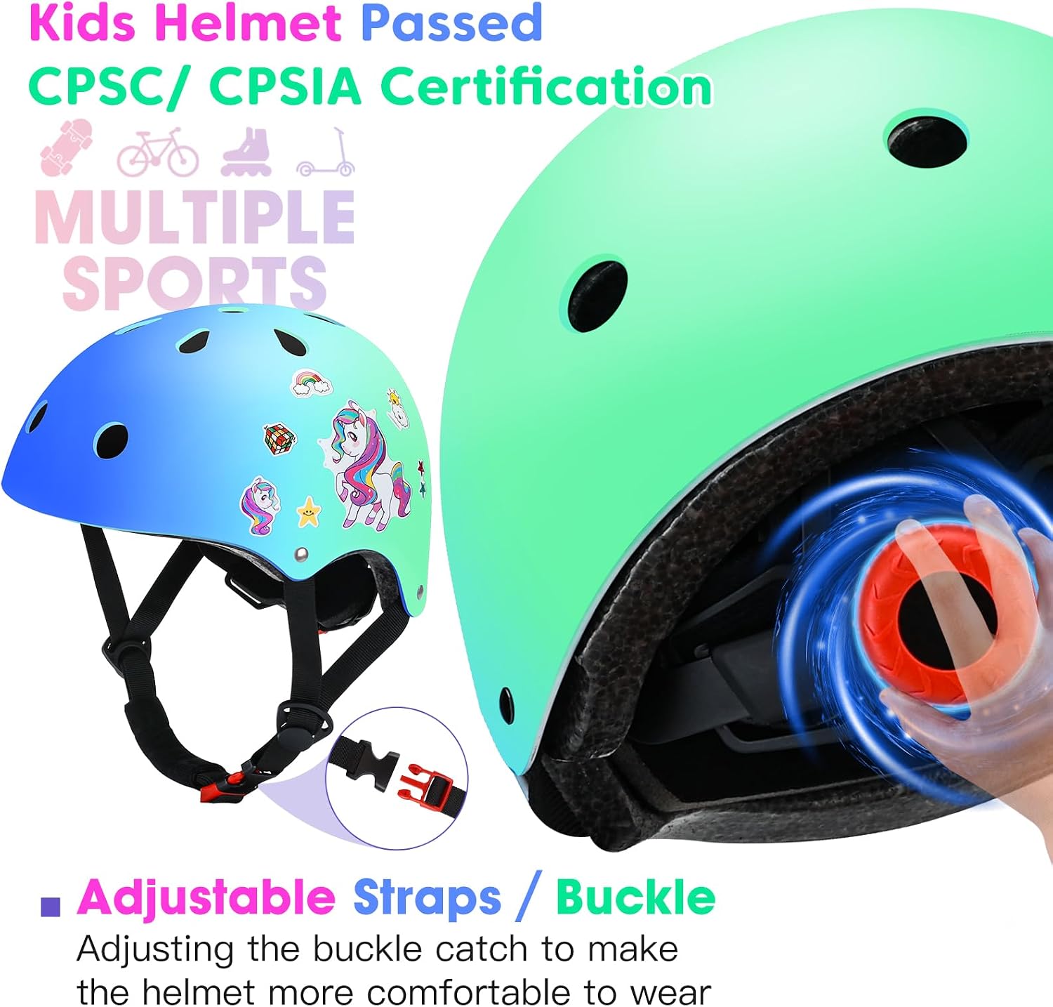 Thumbnail 2 de ArgoHome MD-710-S-Blue Kids Bike Helmet Set with Adjustable Fit and Pads