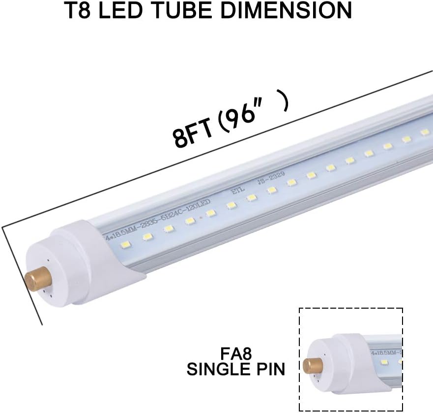 Detalle 2 de ELEKICO 8 ft LED Tube Lights, 40W, 4,800 lm, 5000K, 10-Pack