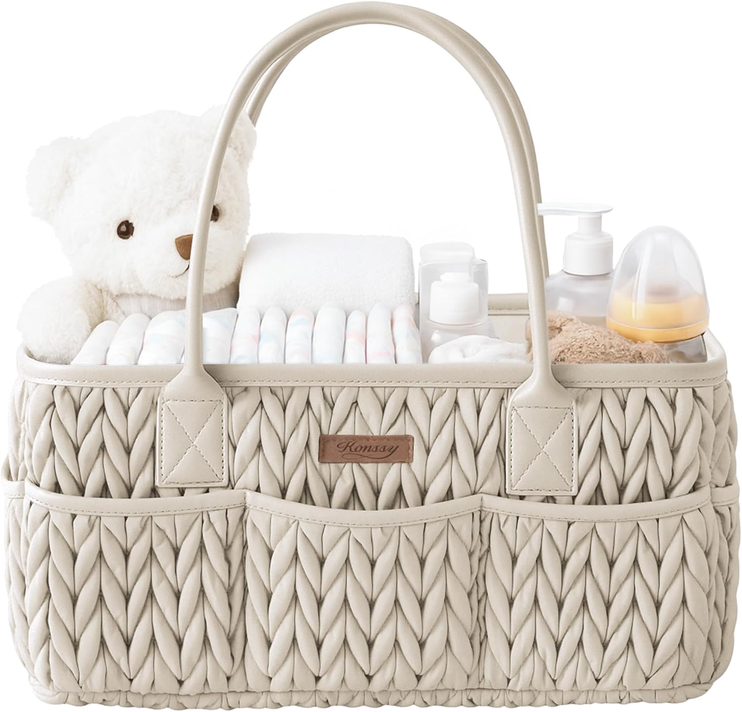 Detalle de Konssy KYMHMMB63 Baby Diaper Caddy, Braided Gray, Water-Repellent