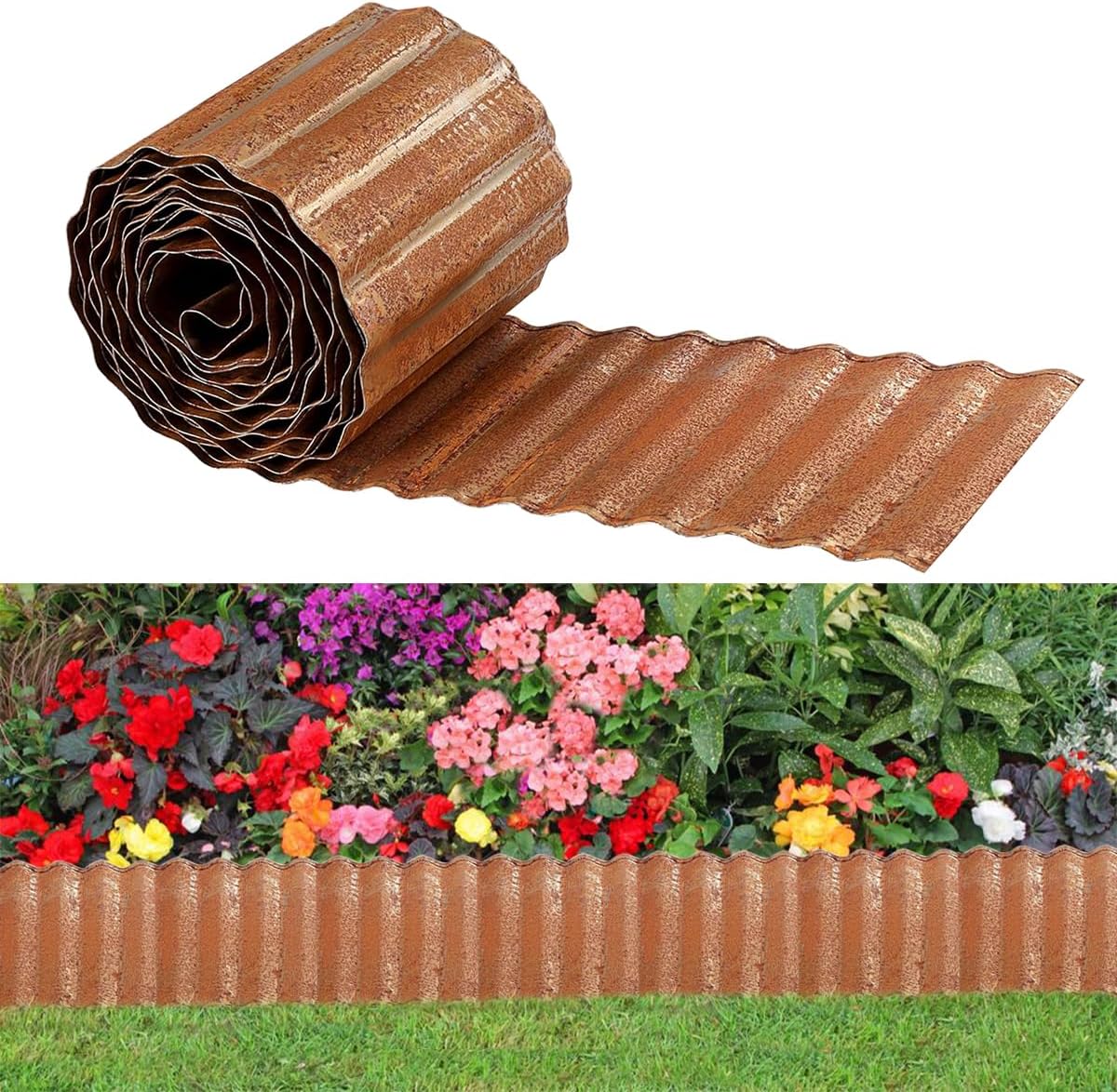 Thumbnail 6 de 6 Inch x 20 ft Corrugated Galvanized Garden Edging Border (Rusty finish) for Landscape Edging