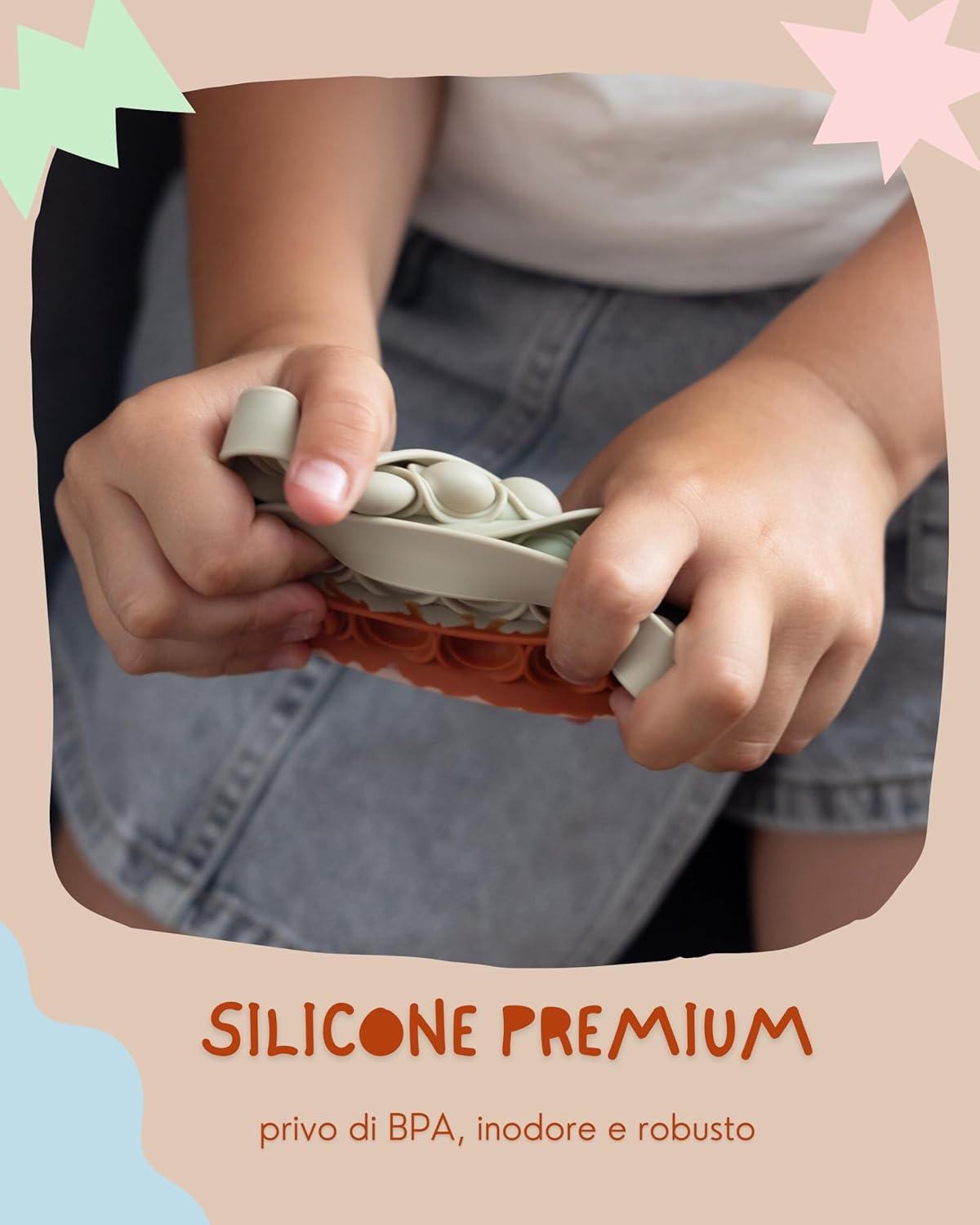 Detalle 2 de Valino PopIt Quadrato a Colori Pastello (12 x 12 cm) – fidget antistress impermeabile per bambini e adulti