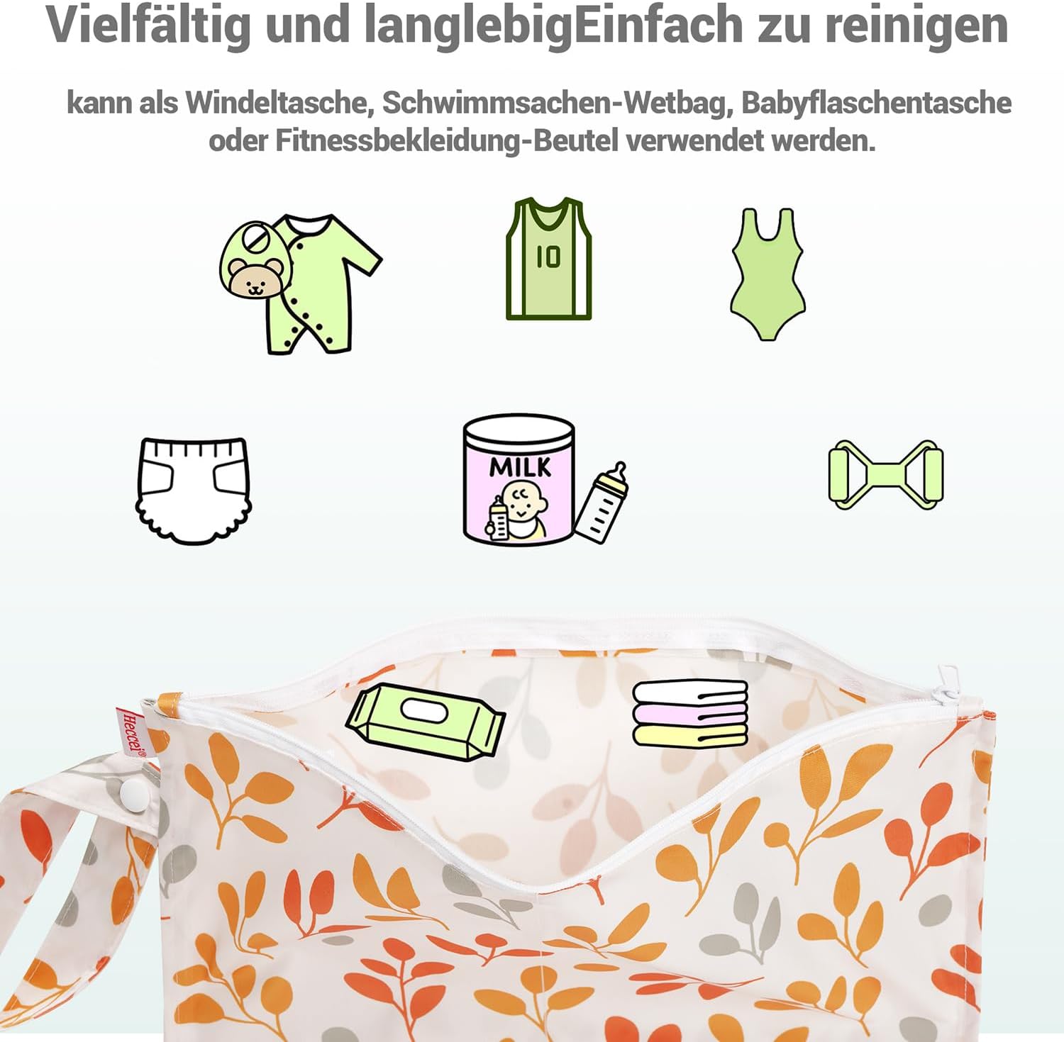 Thumbnail 2 de HECCEI Wet Bags (2 Pack) – Waterproof wet/dry bags for baby, swim, gym and travel