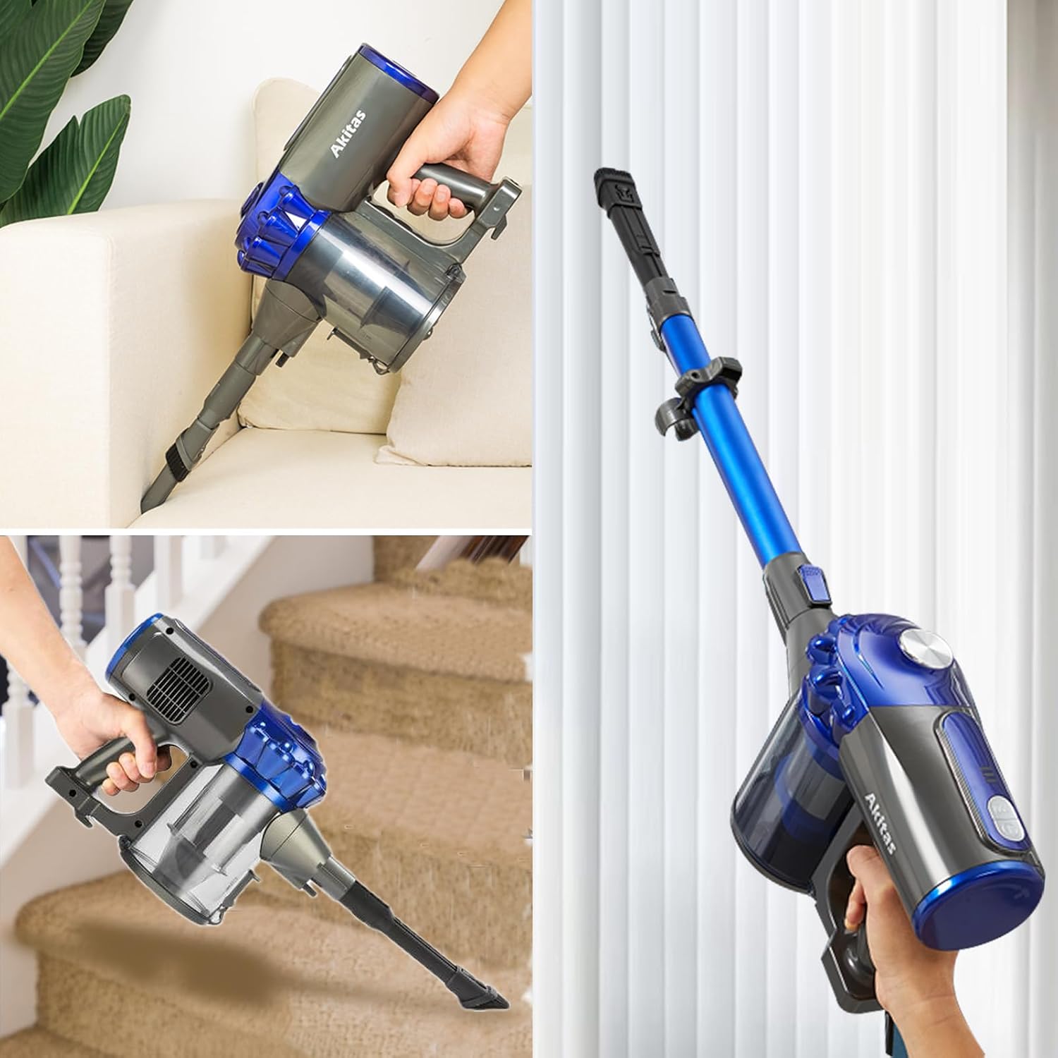 Detalle 2 de Akitas V8 3-in-1 Cordless Hoover (Handheld & Upright) 22.2V, Rechargeable Vacuum for Floors, Carpets and Pet Hair