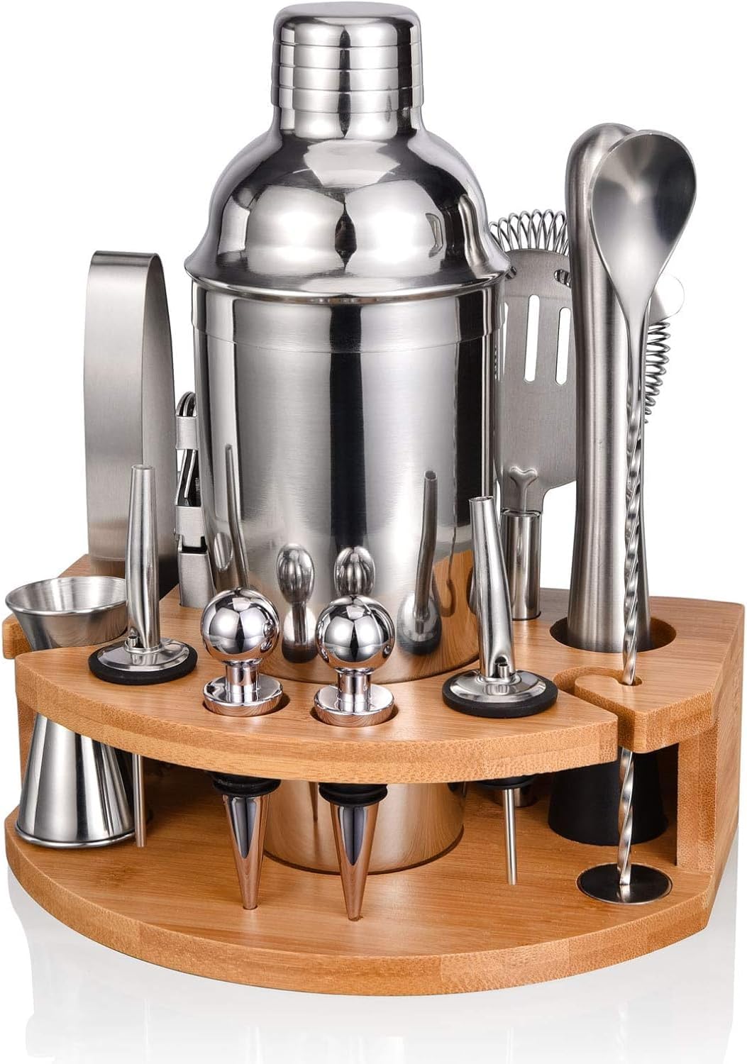Detalle de Cocktail Shaker Set Esmula 750ML – 12-Teiliges Edelstahl Barkeeper Kit mit Bambusständer