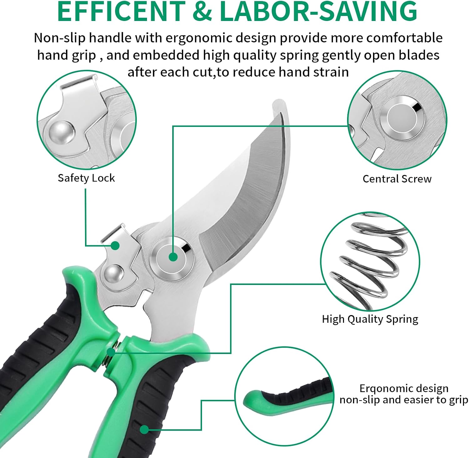 Detalle 2 de Drametic+ Scissors 3-Pack Garden Pruning Shears with Stainless Steel Blades