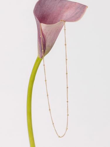 Detalle 1 de Purelei Liilii lange Halskette, Edelstahl, 14K vergoldet, verstellbar 55–60 cm