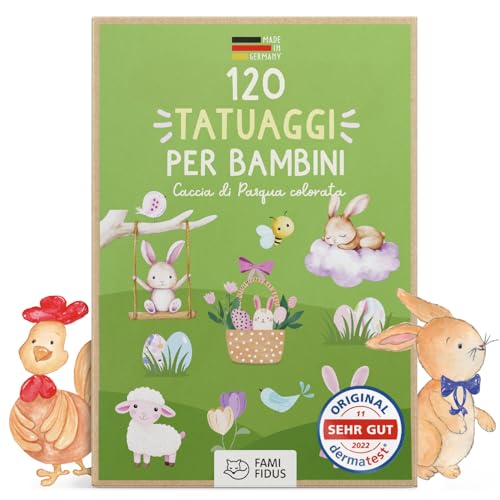 Famifidus 120 Tatuaggi per Bambini – dermatologicamente testati, facili da applicare e pieni di colori