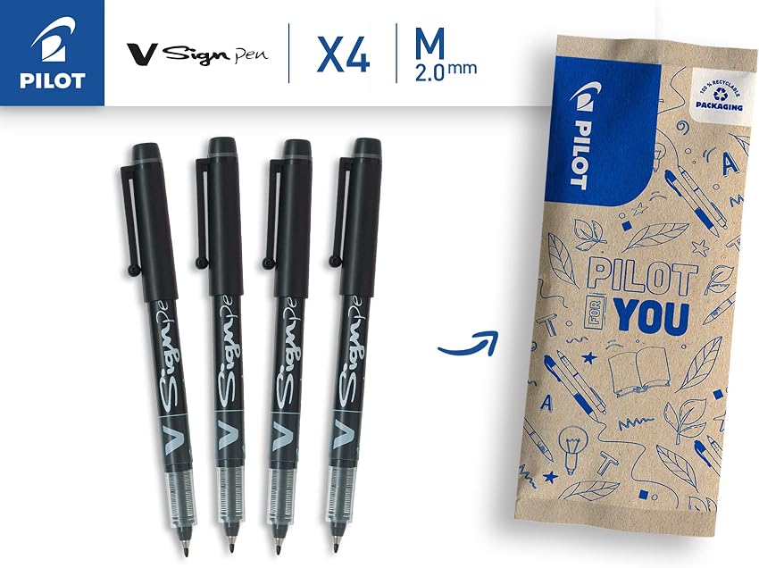 Detalle 2 de PILOT V-Sign caja 4 rotuladores punta 2,0 mm ✏
