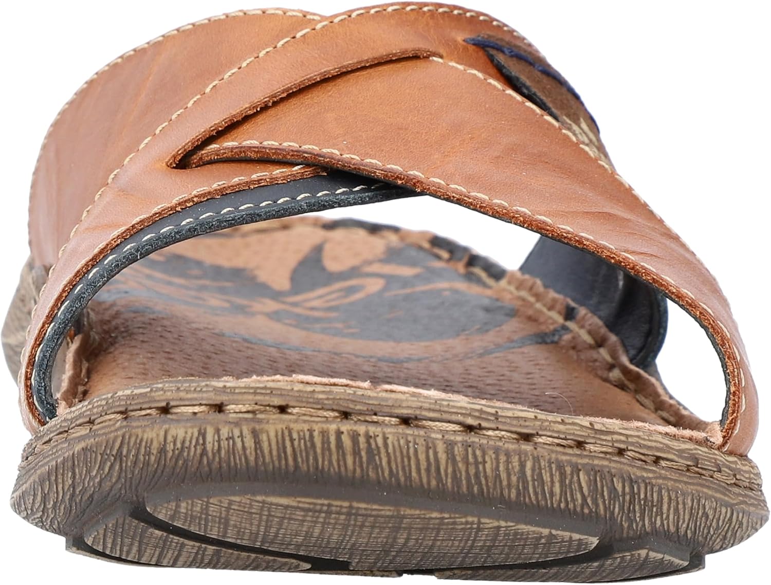 Detalle de Rieker 22099 Herren Pantoletten – Leder Pantoletten mit Stitchdown-Verarbeitung