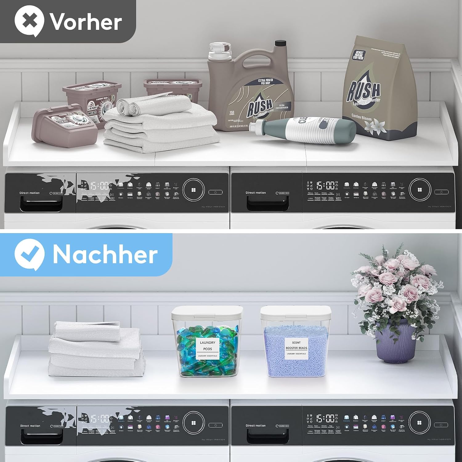 Thumbnail 6 de Lifewit Wäsche Pods Behälter 4er-Set (2,73 l) mit Druckverschluss, Etiketten & Messlöffel