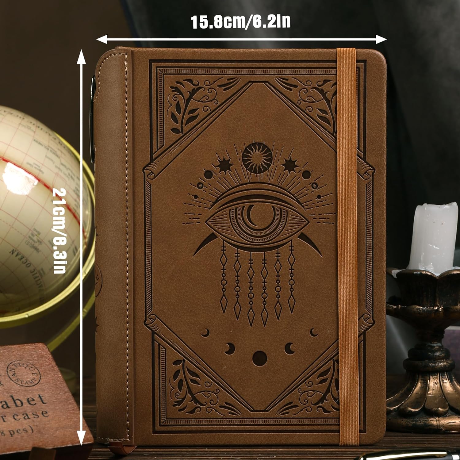 Thumbnail 4 de TIEFOSSI Lined Journal Notebook with Leather Cover and Evil Eye Accent – A5, 320 Pages