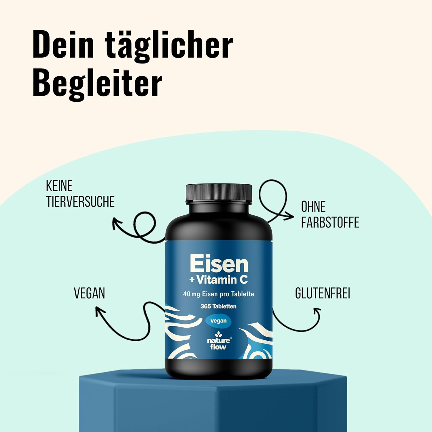 Thumbnail 1 de Eisentabletten hochdosiert mit 40 g Eisen + Vitamin C – 365 Tabletten, vegan & in Deutschland hergestellt