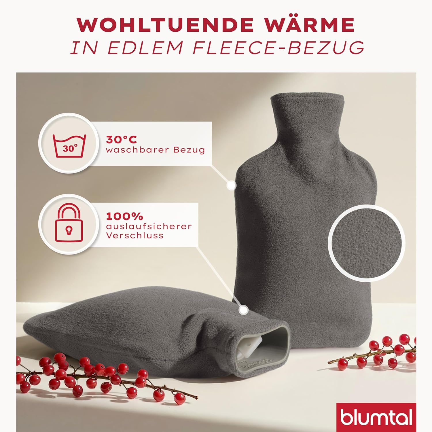 Thumbnail 2 de Blumtal Premium Wärmflasche 1,5 l Wärmflasche