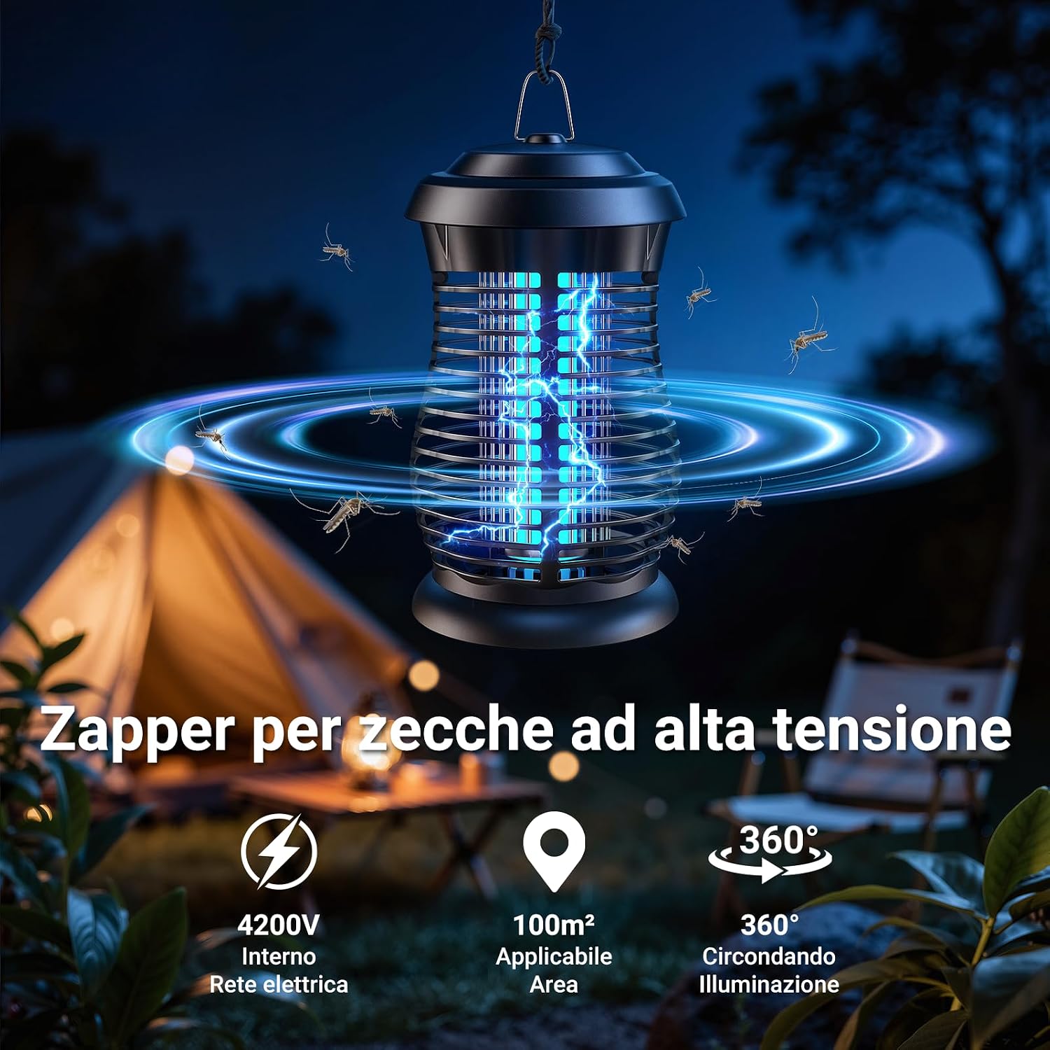 Detalle de Lampada Antizanzare Elettrica 4200V 20W UV | Protezione efficace per interno ed esterno