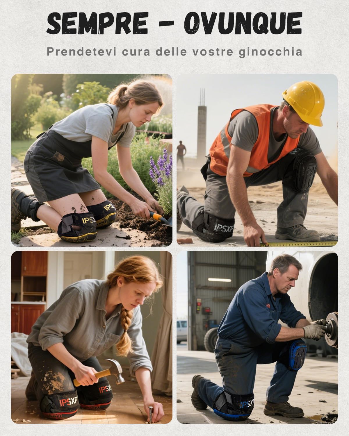 Detalle 2 de IPSXP Ginocchiere professionali con doppio cuscino in gel per piastrellista, giardinaggio e costruzione