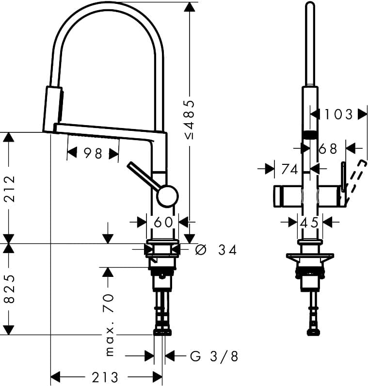 Detalle 2 de hansgrohe Talis Select M54 PowderSpray 72861340 – bateria kuchenna, 3 strumienie