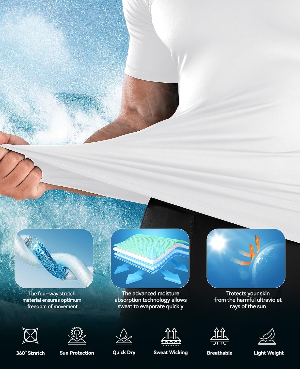 Thumbnail 3 de Niksa Men’s Compression Shirt (3-pack) – Quick-dry short-sleeve gym base layer