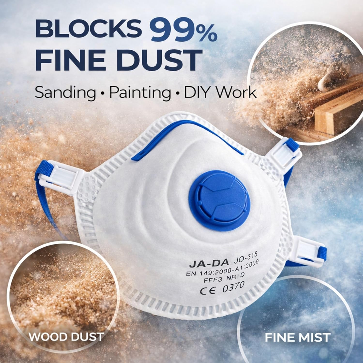 Detalle 2 de Cleanstro FFP3 disposable face masks with exhalation valve (5-pack) for DIY dust and sanding