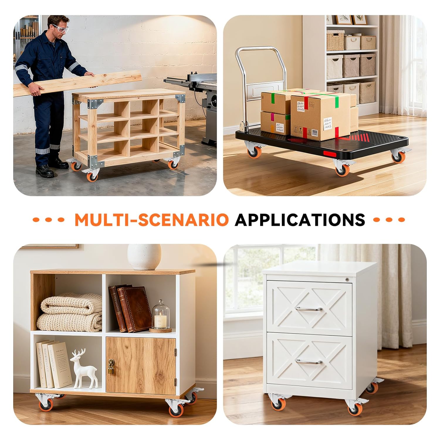 Thumbnail 5 de W B D WEIBIDA 75mm Ruote per Mobili Pesanti – Set di 4 con 450 kg di Capacità e Freni a 360°