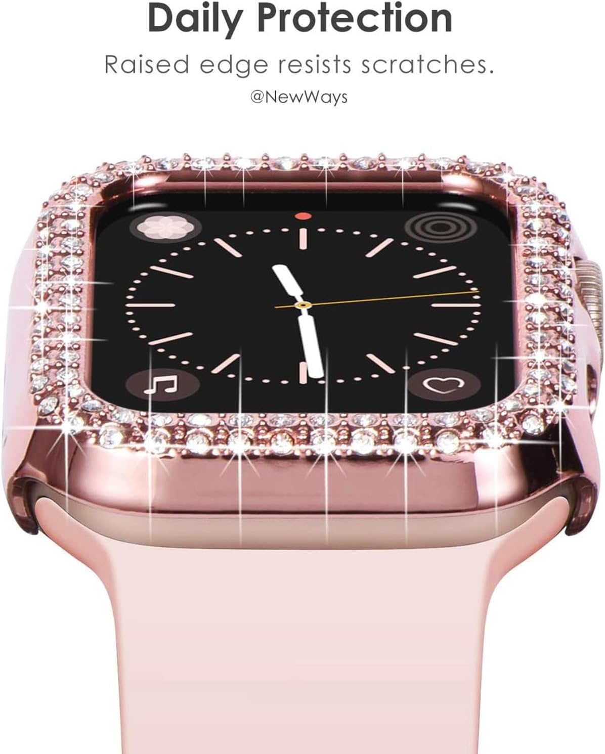 Detalle de DEALELE 2-Pack Bling Protective Case for Apple Watch 40mm (Series 6/5/4/SE) – Rose Pink