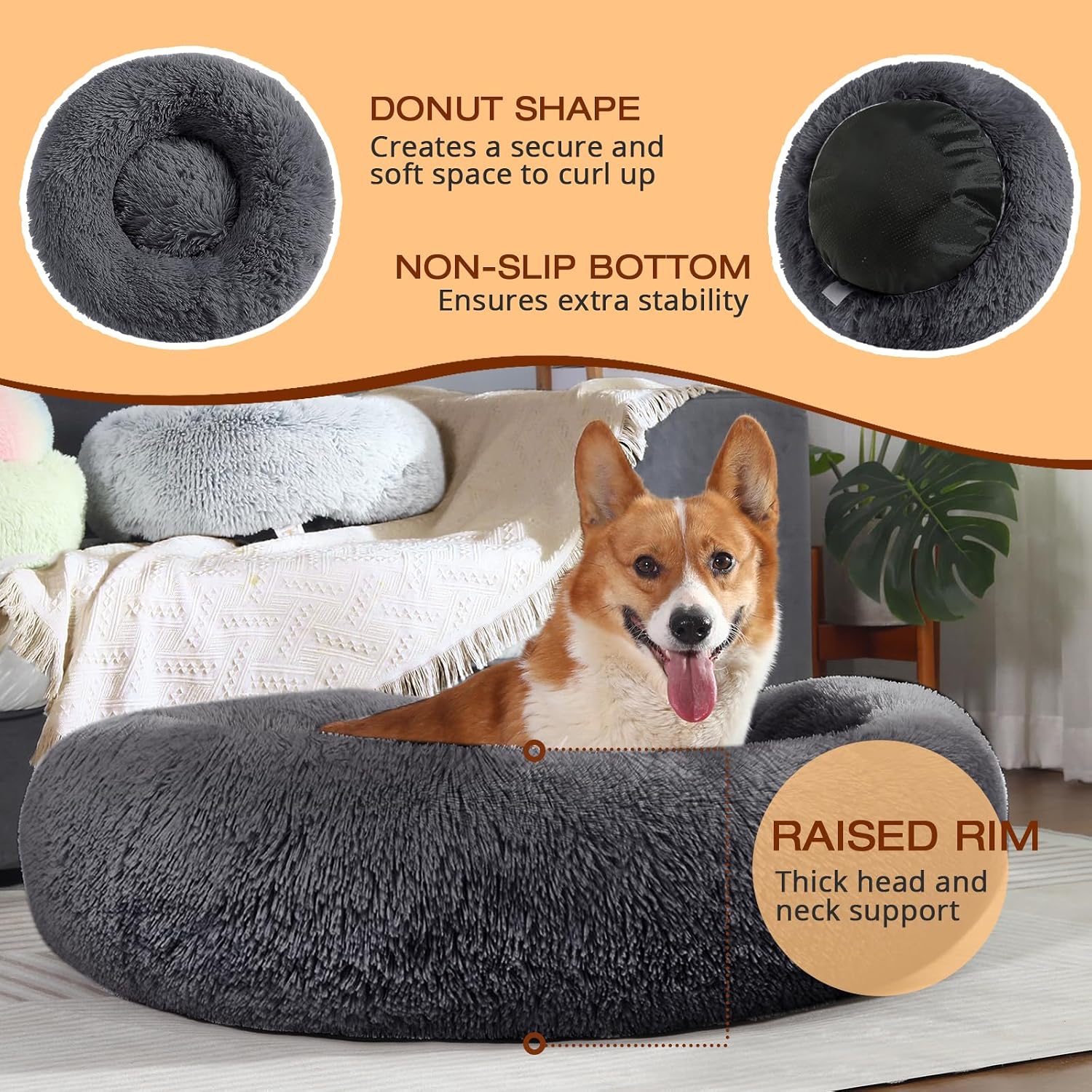 Detalle de JOLLYVOGUE Donut Dog Bed 20-inch