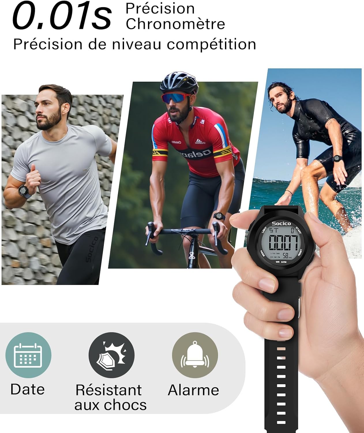 Thumbnail 4 de SOCICO Montre numérique sport militaire