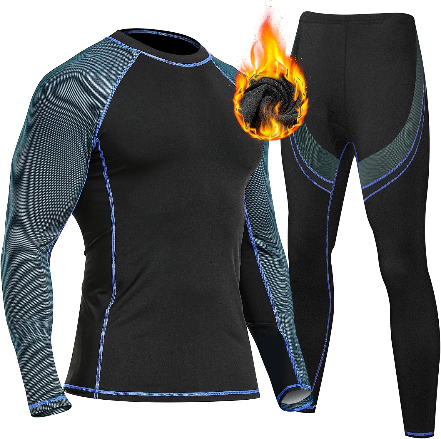Detalle 2 de UNIQUEBELLA Mens Thermal Underwear Set fleece-lined base layer