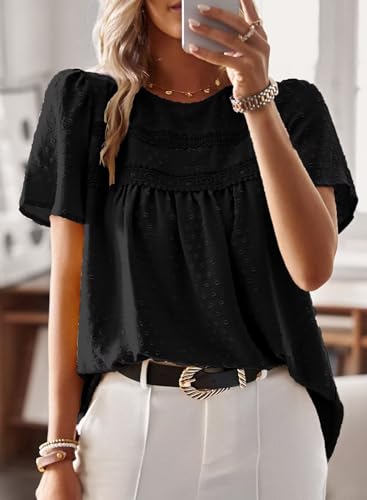 Detalle 2 de TUUHAW T-Shirts à Manches Courtes Femme Oversize Fluide Noir XL