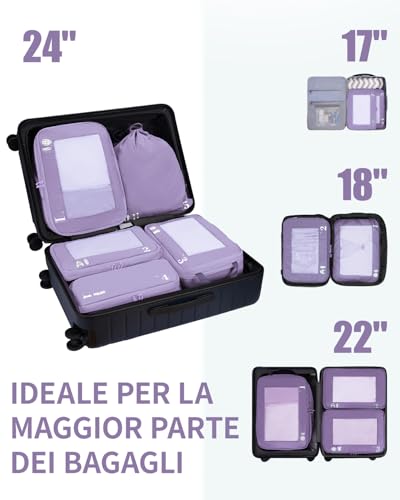 Thumbnail 6 de ECOHUB 5 Pezzi Organizer Valigia Compressione – Set di packing cubes viola chiaro
