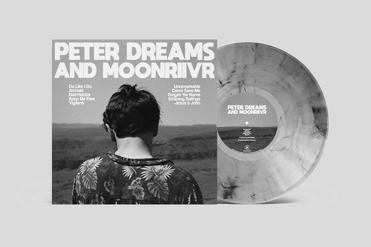 Detalle 2 de Peter Dreams and MOON RIIVR Vinyl Record, Clear with Black Marble Veining