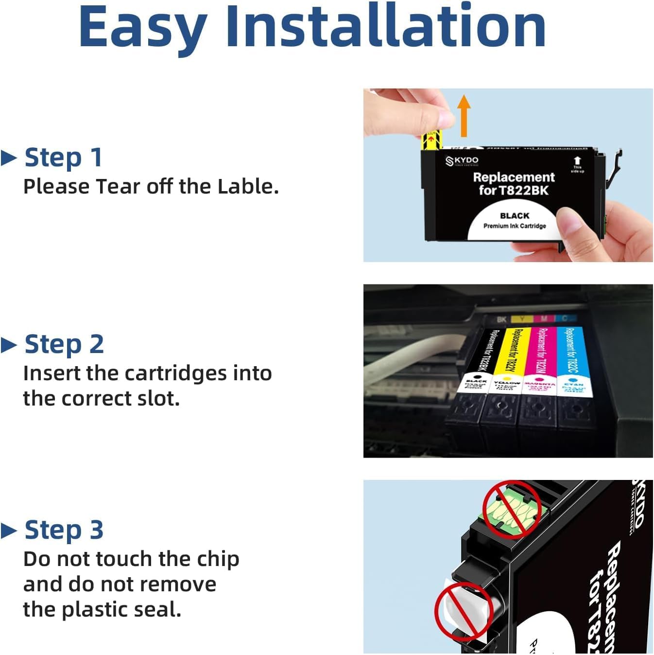 Thumbnail 3 de Skydo Compatible for 822XL Remanufactured Ink Cartridges, 5-Pack for Epson WorkForce Pro
